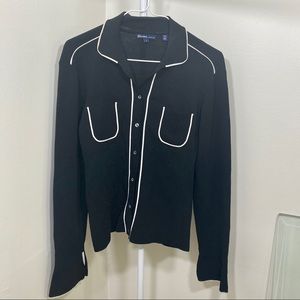 VINTAGE Black Cardigan with White Paneling